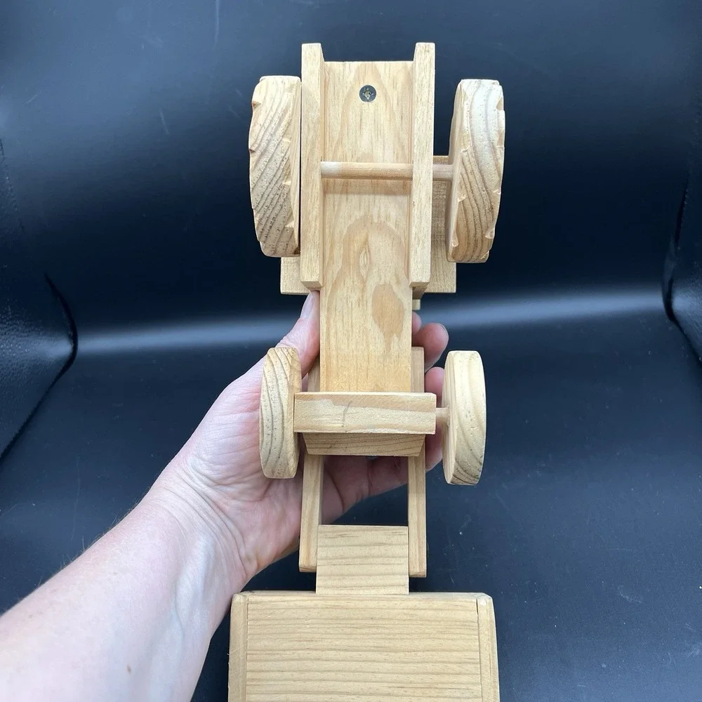 John Deere Wooden Toy Tractor Front Loader And Backhoe - Moving Parts